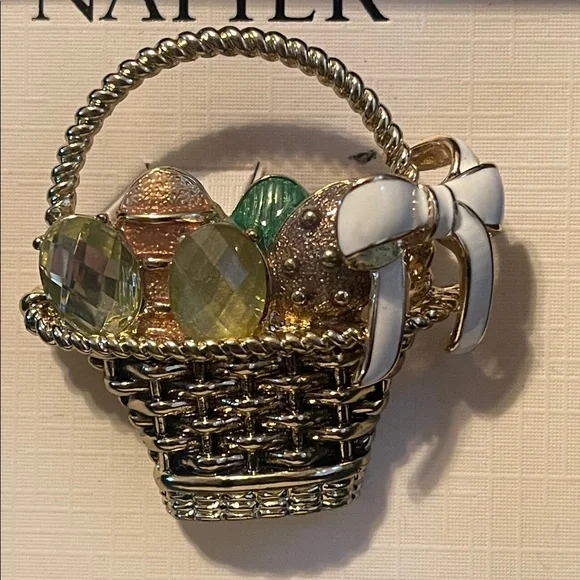 π NWT Vintage Napier Easter Basket Brooch - Picture 4 of 9